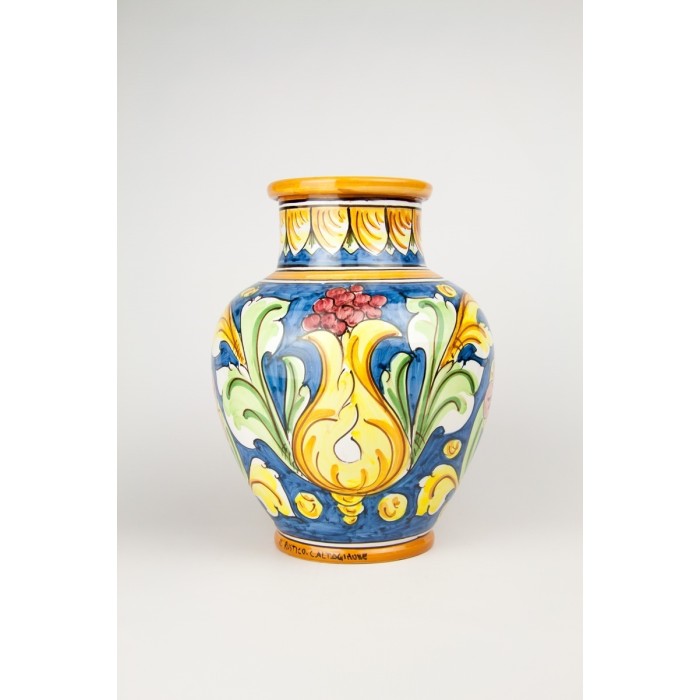 Vaso a boccia in ceramica di Caltagirone H30 cm