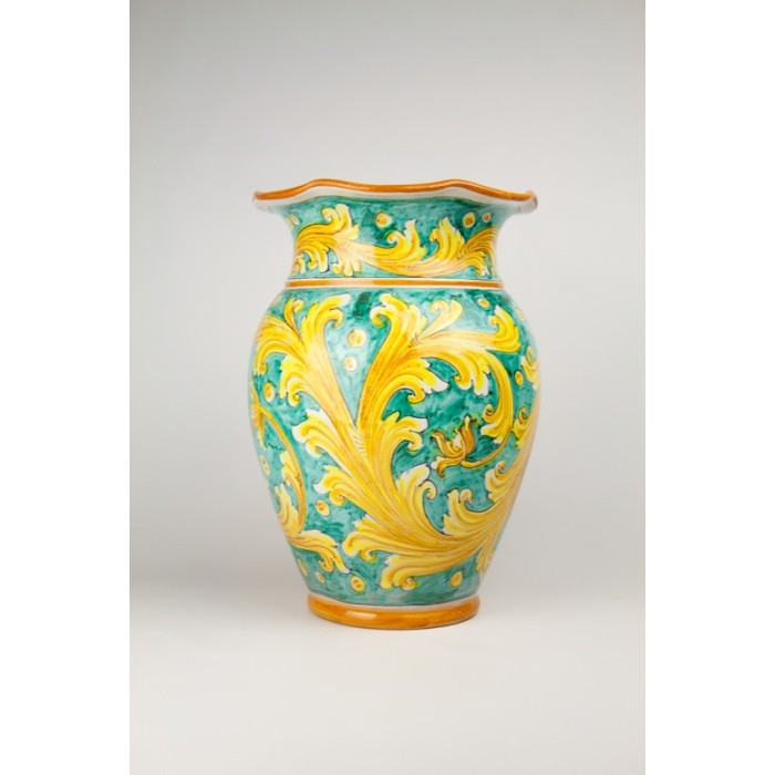 Vaso smerlato in ceramica di Caltagirone H40 cm