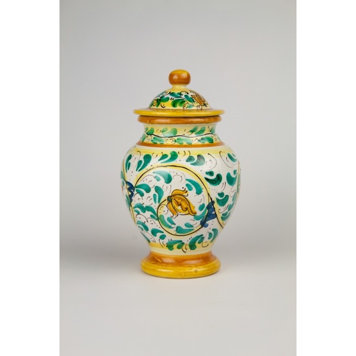 Vaso con coperchio in ceramica di Caltagirone H25 cm