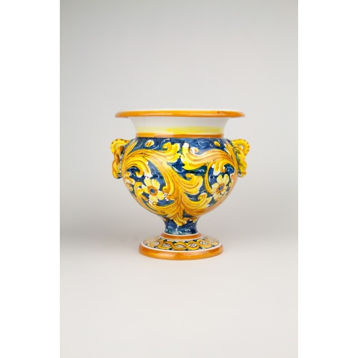 Vaso con anelli in ceramica di Caltagirone H21 cm